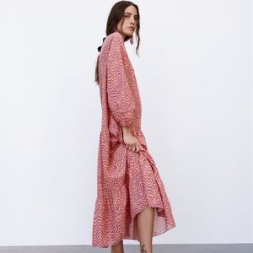 Zara Pink Chevron Maxi Dress
